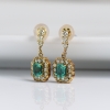 金镶钻蓝绿色祖母绿刻面耳坠-红掌柜