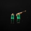 18K金镶蓝绿色祖母绿刻面耳钉-红掌柜