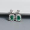 18K金镶钻蓝绿色祖母绿刻面耳坠-红掌柜