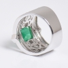 哥伦比亚18K白金镶钻鲜绿祖母绿戒指 - 红掌柜