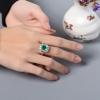 天然18K白金镶钻鲜绿祖母绿戒指 - 红掌柜