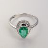 18K金镶钻哥伦比亚祖母绿戒指-红掌柜