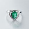 18K金镶钻哥伦比亚天然祖母绿宝石戒指-红掌柜