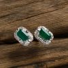 18K金镶钻哥伦比亚祖母绿耳钉-红掌柜