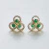 18K金镶钻哥伦比亚祖母绿耳钉-红掌柜