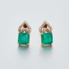 18K金镶钻哥伦比亚祖母绿耳钉-红掌柜
