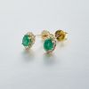 18K金镶钻哥伦比亚天然祖母绿耳钉-红掌柜