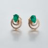 18K金镶钻哥伦比亚祖母绿耳钉-红掌柜
