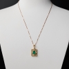 18K金镶钻天然鲜绿祖母绿吊坠-红掌柜