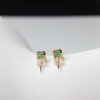 18K金镶钻天然祖母绿耳钉-红掌柜